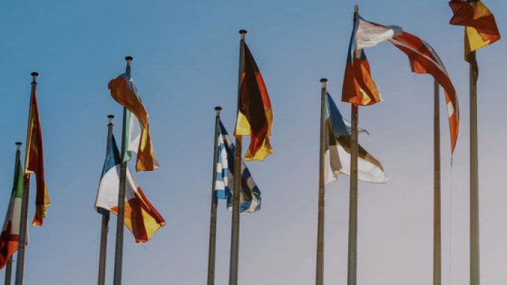 Flags waving in the wind